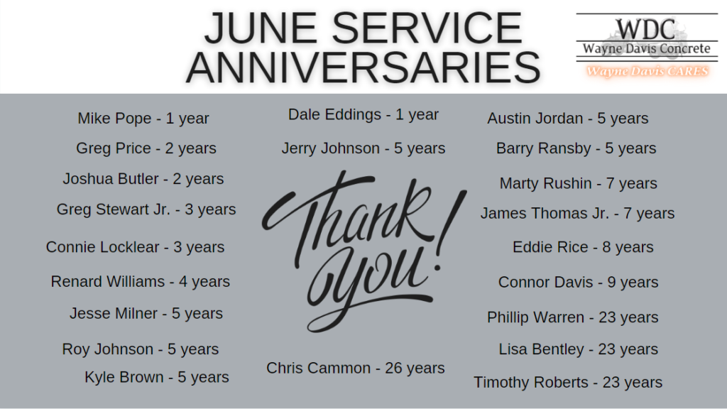 Service Anniversary - June